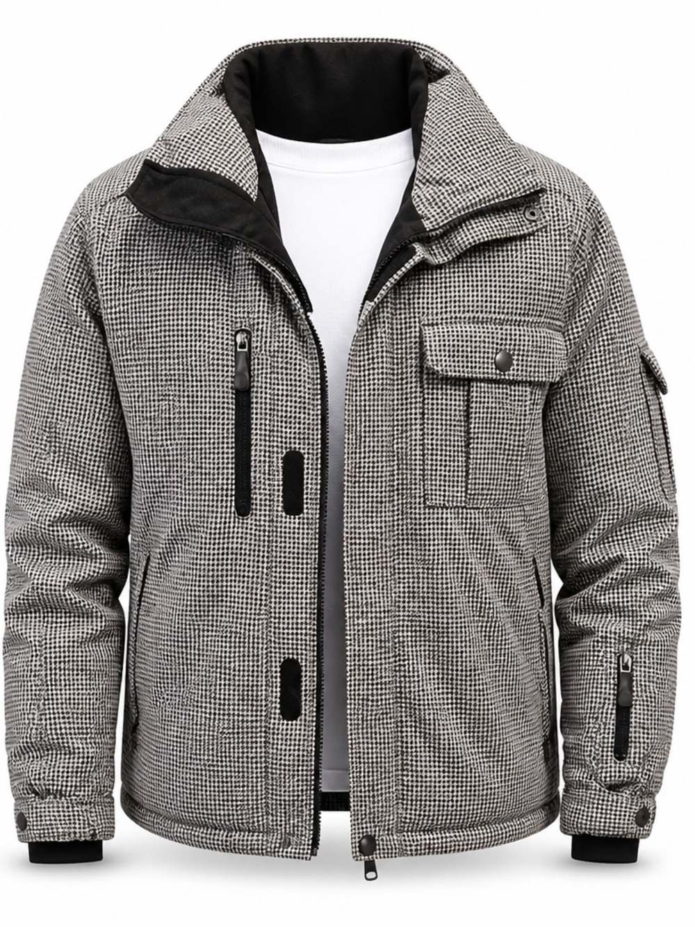 Men's y2K DNA Black & White Houndstooth Insulated snowboarding Jacket